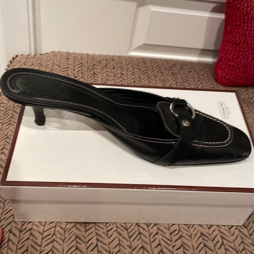 Coach low heeled black mules, size 11